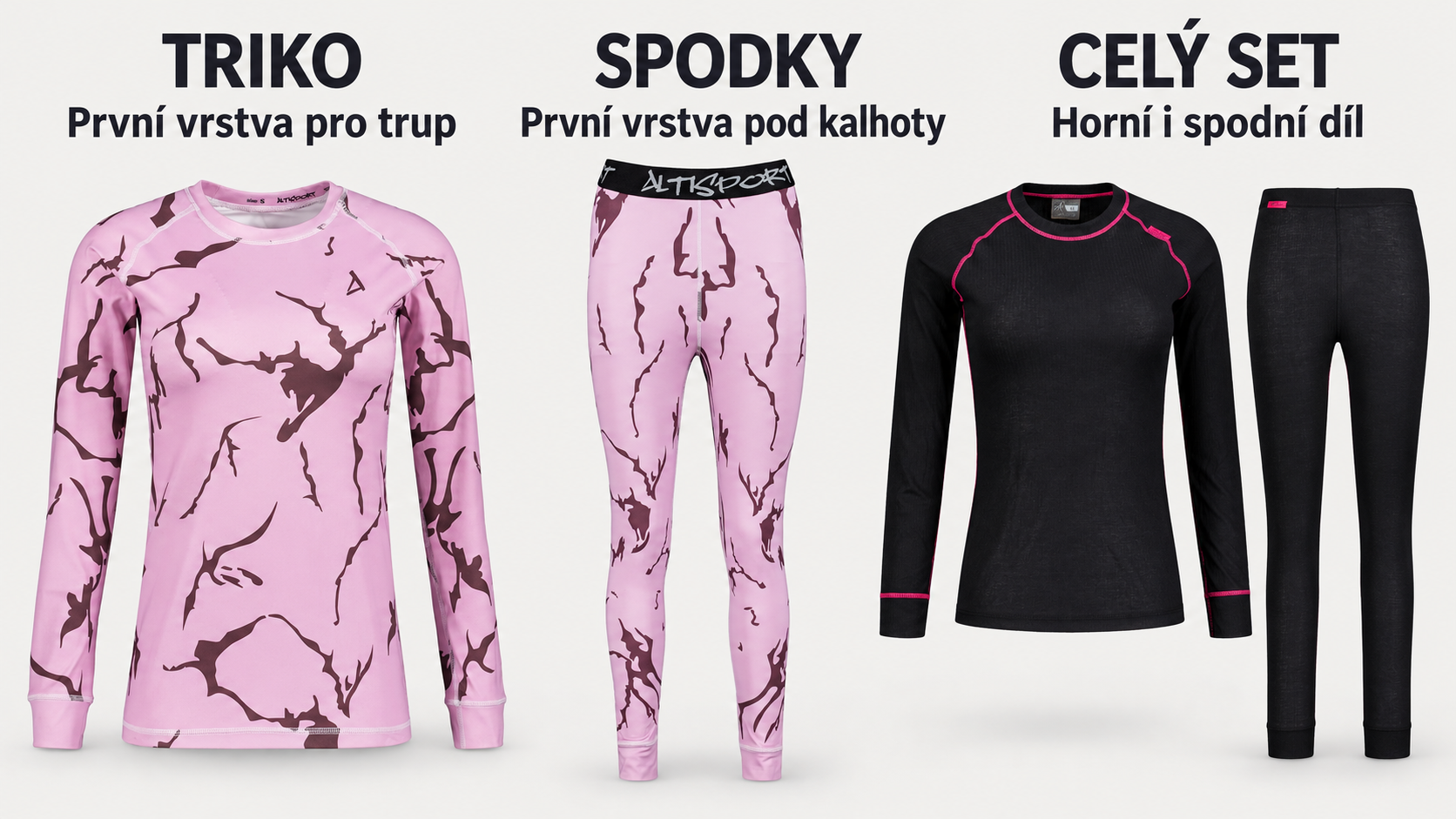 Termo triko pro trup, spodky pod kalhoty a dvoudílný termo set