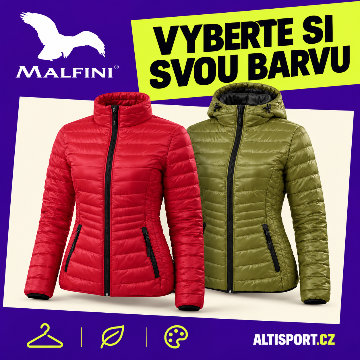 Červená a zelená bunda MALFINI