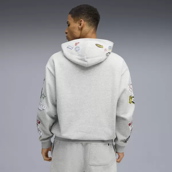  Pánská mikina PUMA HOOPERHOTLINE PULLOVER HOODIE 63282703 LIGHT GRAY HEATHER 