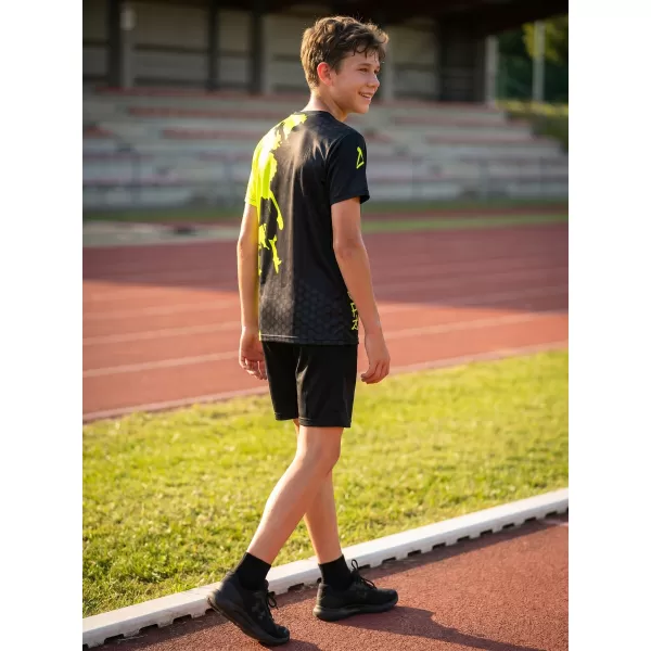  Dětské funkční triko premium ALTISPORT VOJ/ALM112TR01 ČERNÁ-FLUO YELLOW 