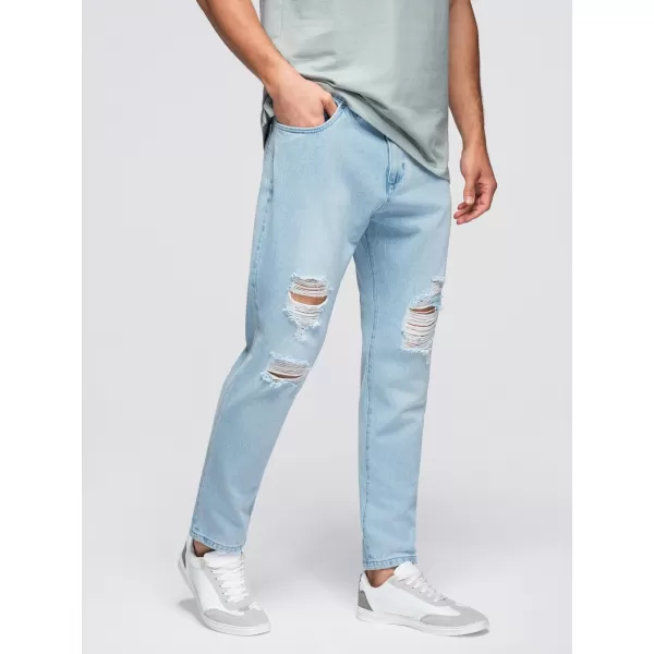  Pánské kalhoty OMBRE OM-PADP-0250 LIGHT BLUE 