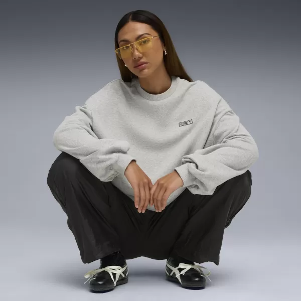  Dámská mikina PUMA X ROSÉ OVERSIZED CREW 63380310 FLAT LIGHT GRAY HEATHER 