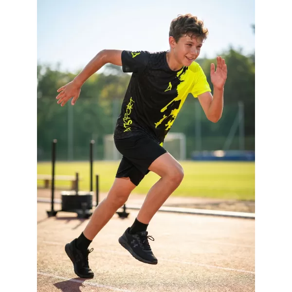  Dětské funkční triko premium ALTISPORT VOJ/ALM112TR01 ČERNÁ-FLUO YELLOW 