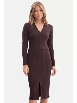 Dámské šaty BEWEAR B307 DARK CHOCOLATE