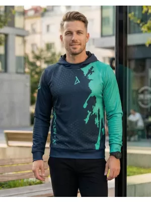 Pánská funkční mikina premium ALTISPORT VOJ/ALM112MI01 ČERNÁ-TYRKYSOVÁ