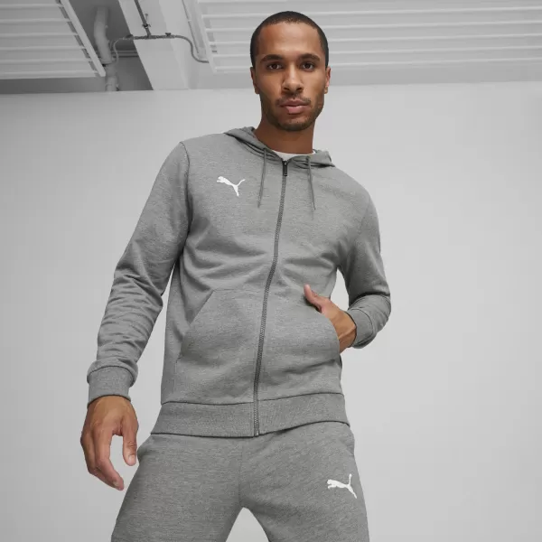  Pánská mikina PUMA TEAMGOAL CASUALS HOODED JACK 658595_33 MEDIUM GRAY HEATHER/WHITE 