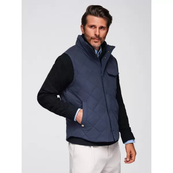  Pánská vesta OMBRE OM-JAVJ-0277 NAVY BLUE 
