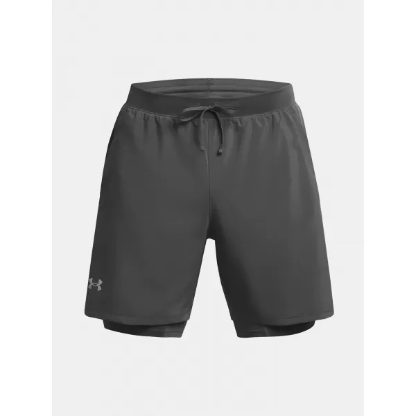  Pánské kraťasy UNDER ARMOUR UA LAUNCH 7'' 2-IN-1 SHORTS 1382641-025 ŠEDÁ 