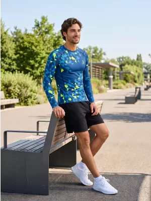 Pánské funkční kompresní triko premium ALTISPORT VOJ/ALM108TR03 NAVY-NEON ŽLUTÁ