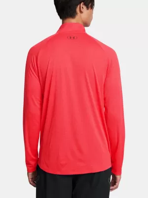 Pánské triko UNDER ARMOUR UA TECH TEXTURED 1/2 ZIP červená