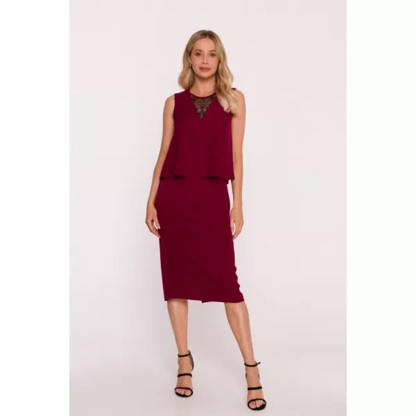  Dámské šaty STYLOVE S422 MAROON 