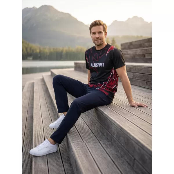 Pánské volnočasové triko premium ALTISPORT VOJ/ALM123TR06 ČERNO-ČERVENÁ 