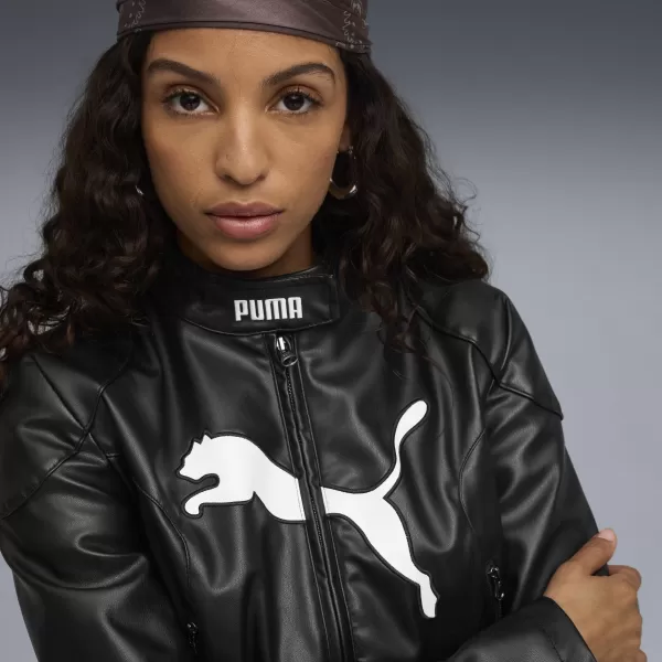  Dámské bunda PUMA FUTURE PUMA ARCHIVE PLEATHER RACER JACKET 63217001 PUMA BLACK 