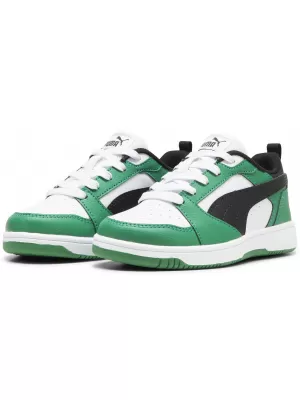 Dětské boty PUMA REBOUND V6 LO PS 39383405 PUMA WHITE/PUMA BLACK/GREEN
