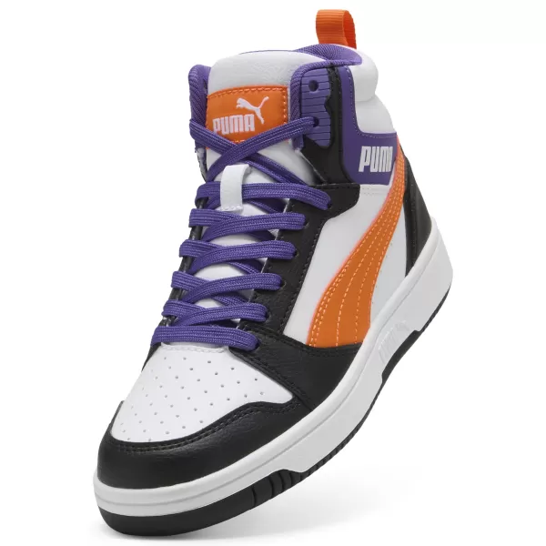  Dětské boty PUMA REBOUND V6 MID JR 39383134 PUMA WHITE/ORANGE GLO/BLACK 