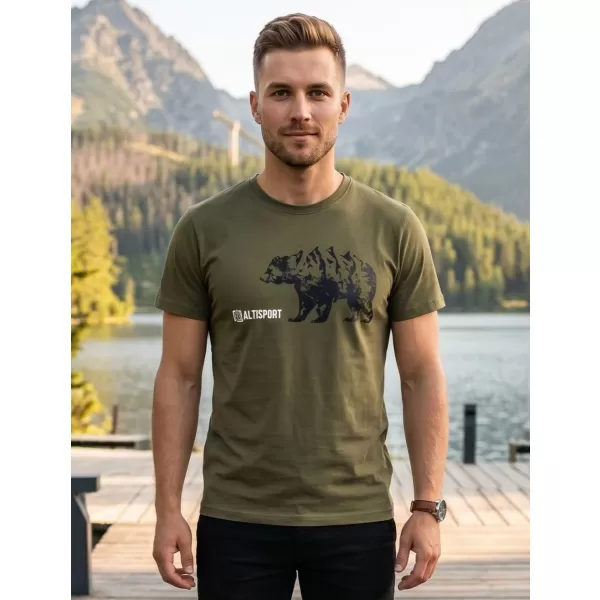  Pánské triko s krátkým rukávem ALTISPORT ALM193129 KHAKI 