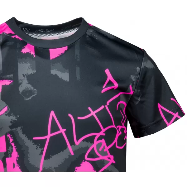  Dětské funkční triko premium ALTISPORT VOJ/ALK076TR01 ČERNÁ/FLUO RŮŽOVÁ 
