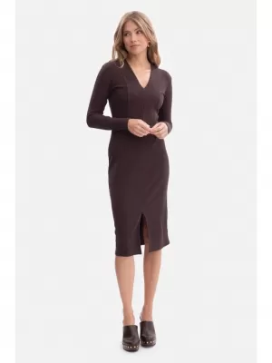 Dámské šaty BEWEAR B307 DARK CHOCOLATE
