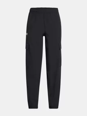 Dívčí sportovní kalhoty UNDER ARMOUR UA RIVAL WOVEN CARGO PANTS 1386527-001 ČERNÁ