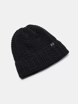 Dámská čepice UNDER ARMOUR W HALFTIME CABLE KNIT BEANIE 1386639-001 ČERNÁ