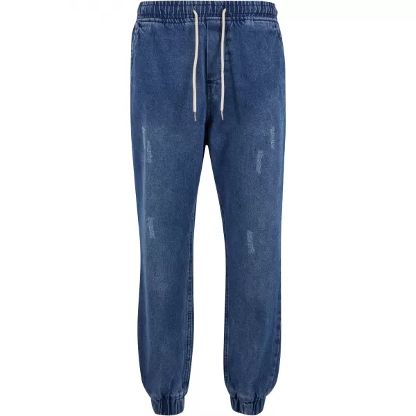  Pánské džíny URBAN CLASSICS TB7296 MID DEEP BLUE WASHED 