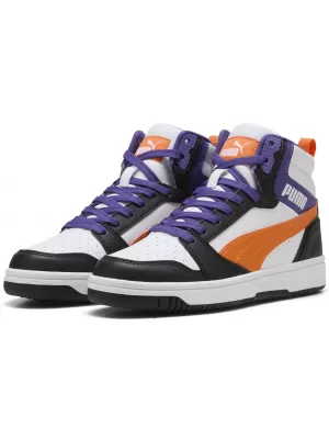 Dětské boty PUMA REBOUND V6 MID JR 39383134 PUMA WHITE/ORANGE GLO/BLACK