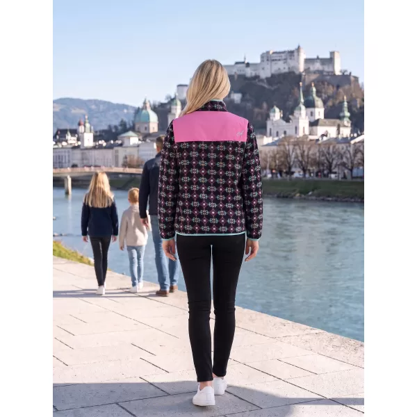  Dámská fleece mikina ALTISPORT GENESIS ČERNÁ/SVĚTLE RŮŽOVÁ 