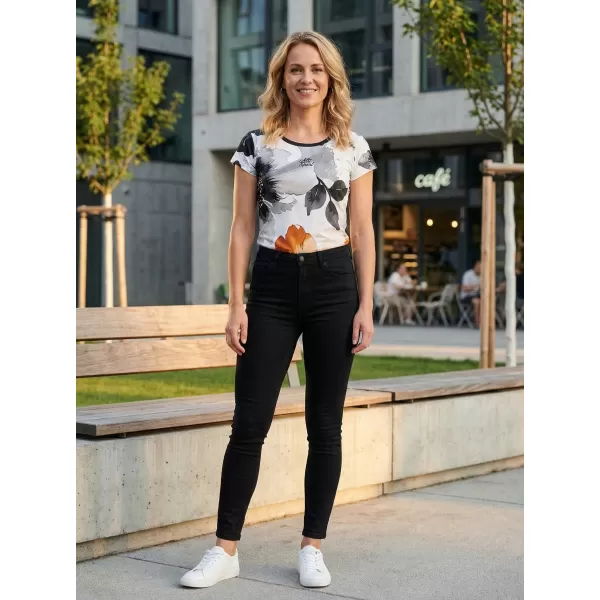  Dámské volnočasové triko premium ALTISPORT VOJ/ALW117TR06 ČERNÁ/ORANŽOVÁ 