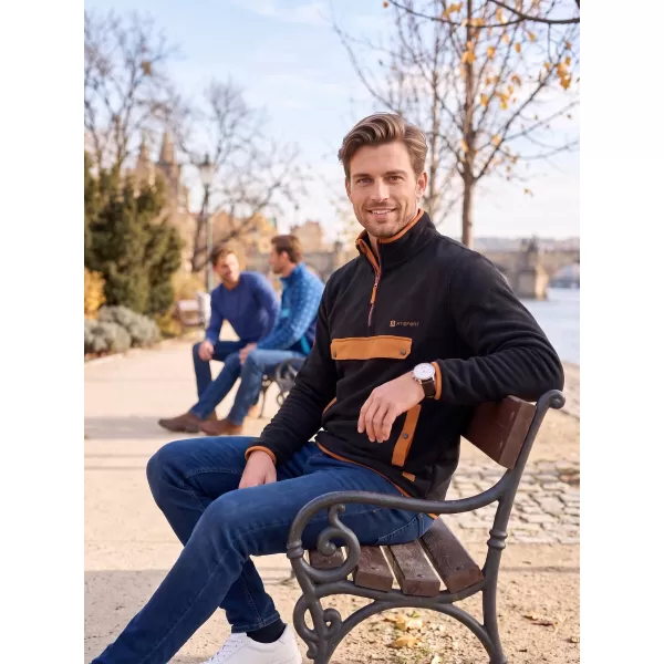  Pánská fleece mikina ALTISPORT GARM ČERNÁ/HNĚDÁ 