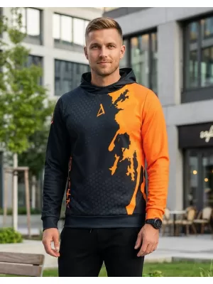 Pánská funkční mikina premium ALTISPORT VOJ/ALM112MI01 ČERNÁ-FLUO ORANGE