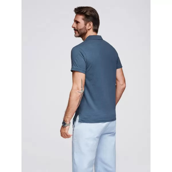  Pánské triko s límečkem OMBRE OM-POWS-0142 DARK BLUE 
