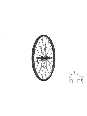 Zapletené kolo zadní KLS WASPER CASSETTE V-brake R, 24", black BLACK