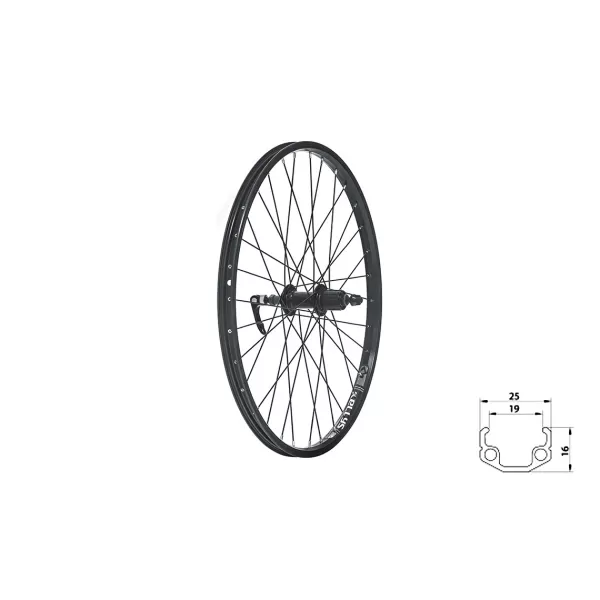  Zapletené kolo zadní KLS WASPER CASSETTE V-brake R, 24", black BLACK 