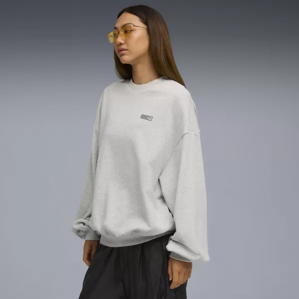  Dámská mikina PUMA X ROSÉ OVERSIZED CREW 63380310 FLAT LIGHT GRAY HEATHER 