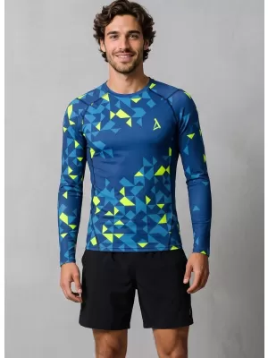 Pánské funkční kompresní triko premium ALTISPORT VOJ/ALM108TR03 NAVY-NEON ŽLUTÁ