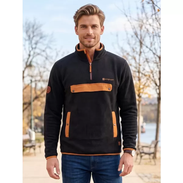  Pánská fleece mikina ALTISPORT GARM ČERNÁ/HNĚDÁ 
