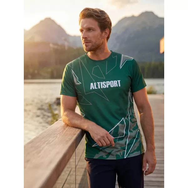  Pánské volnočasové triko premium ALTISPORT VOJ/ALM123TR06 TMAVĚ ZELENÁ 