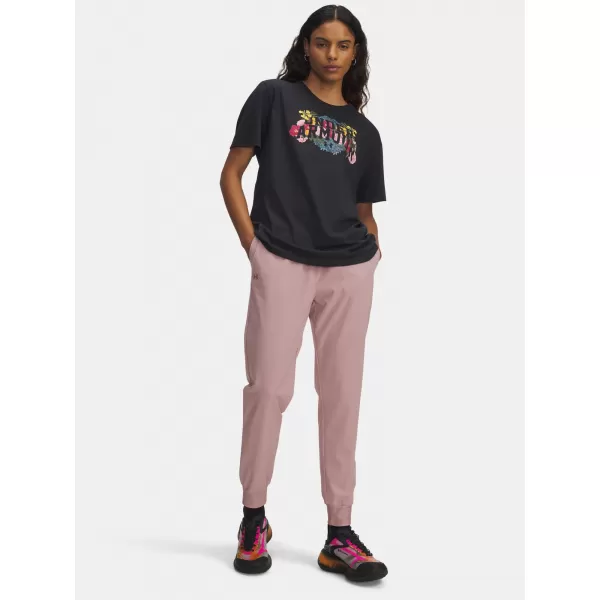  Dámské sportovní kalhoty UNDER ARMOUR UA RIVAL HI RISE WOVEN PANT 1382727-673 RŮŽOVÁ 
