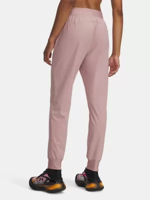 Dámské sportovní kalhoty UNDER ARMOUR UA RIVAL HI RISE WOVEN PANT 1382727-673 RŮŽOVÁ