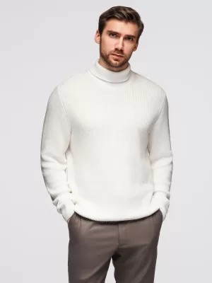 Pánský svetr OMBRE OM-SWTN-0162 WHITE