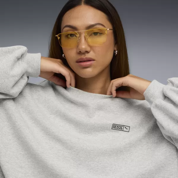  Dámská mikina PUMA X ROSÉ OVERSIZED CREW 63380310 FLAT LIGHT GRAY HEATHER 