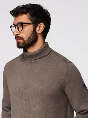 Pánský svetr OMBRE OM-SWTN-0163 GRAY-BROWN