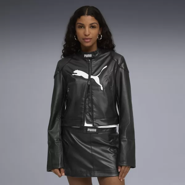  Dámské bunda PUMA FUTURE PUMA ARCHIVE PLEATHER RACER JACKET 63217001 PUMA BLACK 