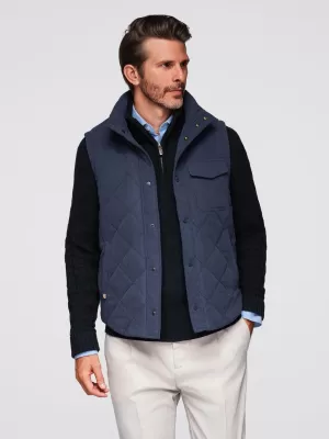 Pánská vesta OMBRE OM-JAVJ-0277 NAVY BLUE