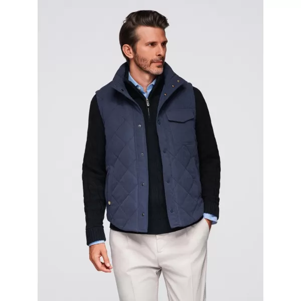  Pánská vesta OMBRE OM-JAVJ-0277 NAVY BLUE 