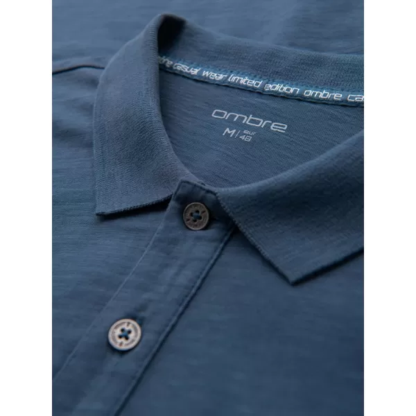  Pánské triko s límečkem OMBRE OM-POWS-0142 DARK BLUE 