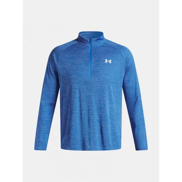  Pánské triko UNDER ARMOUR UA TECH TEXTURED 1/2 ZIP 1382797-402 MODRÁ 