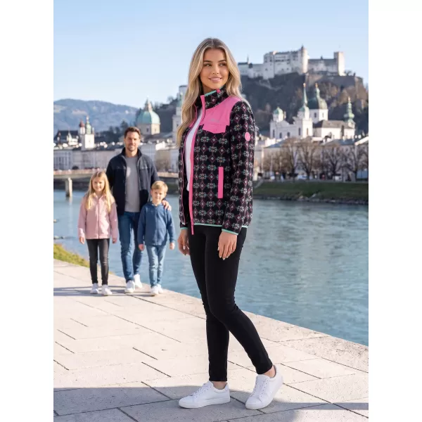  Dámská fleece mikina ALTISPORT GENESIS ČERNÁ/SVĚTLE RŮŽOVÁ 