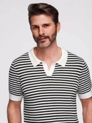 Pánské polo triko OMBRE OM-POSS-0161 BLACK AND WHITE