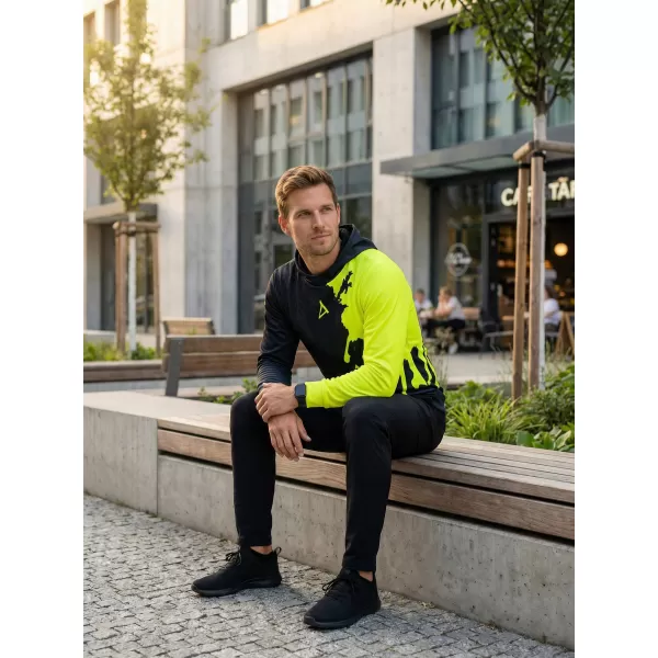  Pánská funkční mikina premium ALTISPORT VOJ/ALM112MI01 ČERNÁ-FLUO YELLOW 